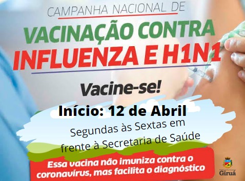 Imunização contra H1N1 deve começar na próxima segunda-feira, 12 de abril